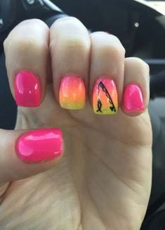 Fishing nail design in the sunset