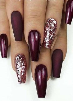 Coffin Matte Nail Design