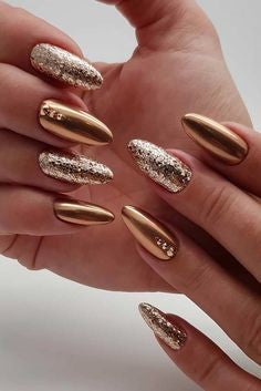 Gold Chrome Nail Art Design