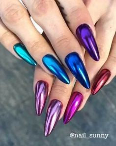 Colorful Chrome Nail Art Design