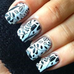  Black Spring Nail Stamping Design