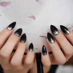 Silver Sequins Mountain Peak Nail Idea