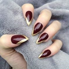 Burgundy Mountain Peak Nail Idea