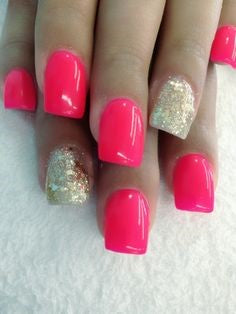 Pink and gold solid color nail art ideas
