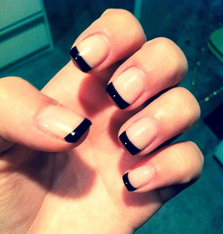 French Manicure with Black Tips