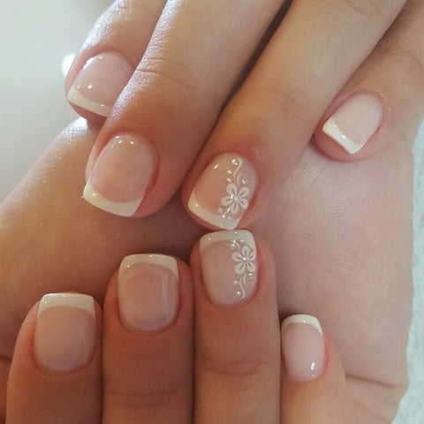 French Manicure with Flower Accent Finger