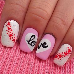 Love word Valentine Nail Design