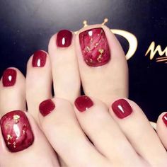 Summer Toe Nail Design-13 Red Glitter toe nails