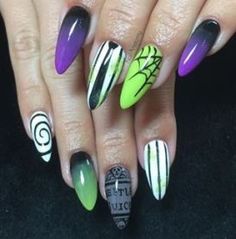 Purple and green nails