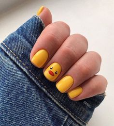 Yellow duckling Square Nail Design