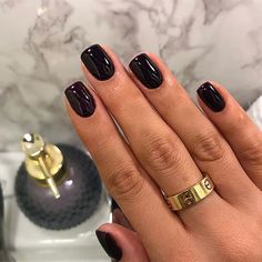 Black Gel Short Nails