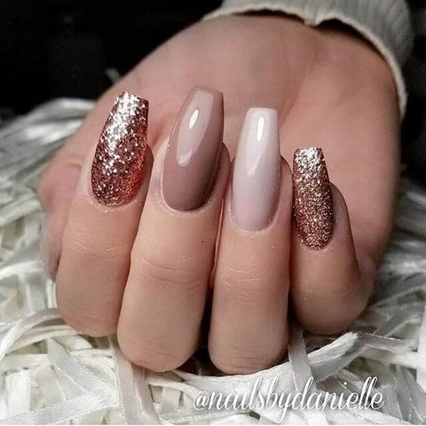 Glittery Nude Nails in Multiple Shades