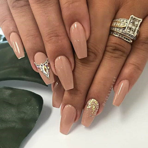 Gold and Mocha Nude Nail Art