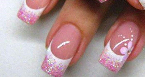 Pink and white french tip nails