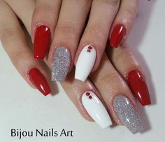 Red and white nail designs