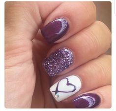 Purple Glitter Valentine nail art idea