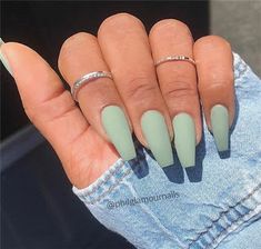 Green Matte Coffin Nail Design