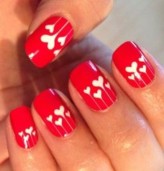 Red Valentine nail design