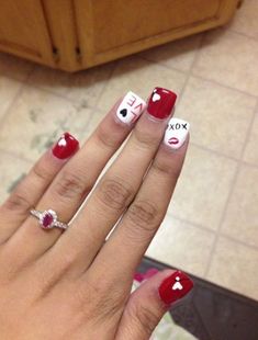 Short Square Valentine nail art idea