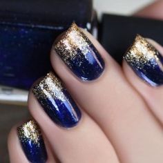 Christmas Gel Nail Design-11 Gold powder nails