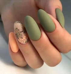 Matte Green Almond Nail Design