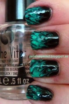 Green flame nail design