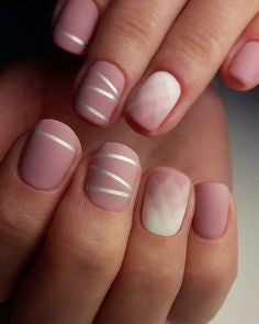 Simple white line nail design