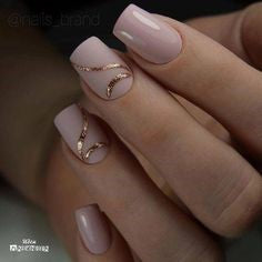 Pink and gold delicate nail design