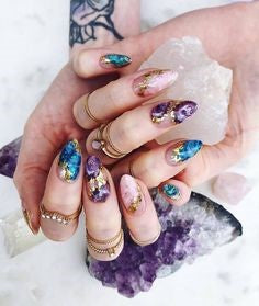 Colorful gem crystal nail design