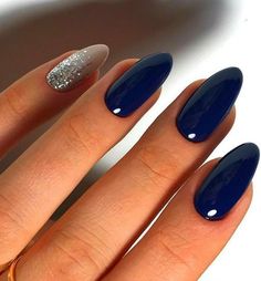 Blue Nail Polish Designs-11 Almond nails