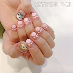 Pink cat footprints Nail Design