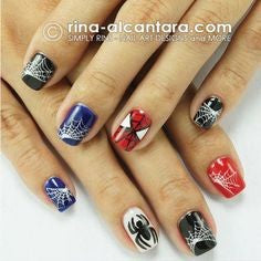 Spiderman Nail Designs- Spider and web