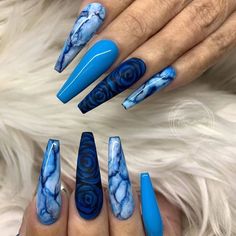 Blue Nail Polish Designs-8 Marble nails