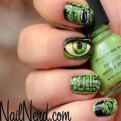 Hulk Nail Designs- Green eyes