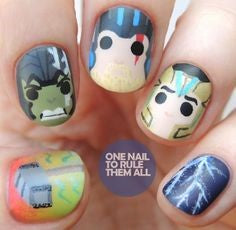 Thor Nail Designs-thor hulk and loki