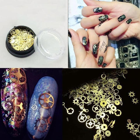 3D Steam Punk Gear Wheel Nail Art Stickers Alloy Tips Decoratio