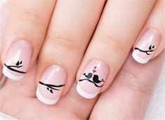 Lovebirds Valentine nail design