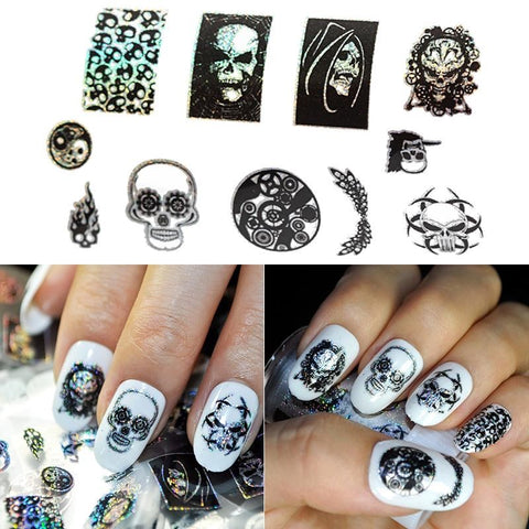 Halloween skull 3D nail polish stickers