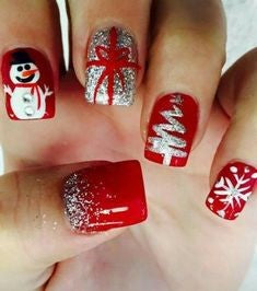Christmas snowman Nail Art Design