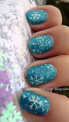 Christmas Gel Nail Design-6 Turquoise nails