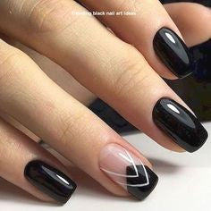 Black short nail design