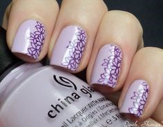 Purple pattern nail designs for older ladies