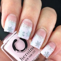 Winter snowflakes nail designs for older ladies