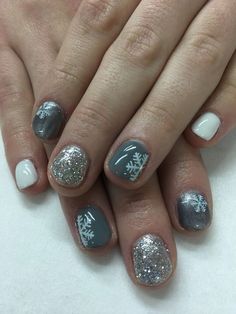 Christmas Gel Nail Design-1 Gray nails