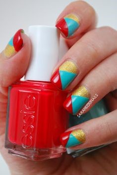 Tri-color Nail Art Design-3