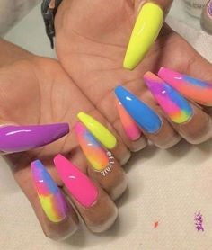 Rainbow Long Nail Design