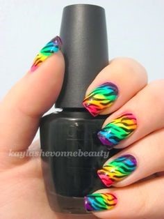 Rainbow Flame nail design