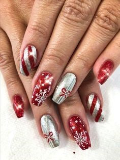 Shiny Christmas Gift Nail Design