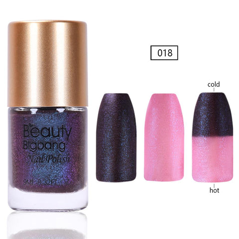 9ML Black Glitter Temperature Color Changing Thermal Nail Polish For Manicure