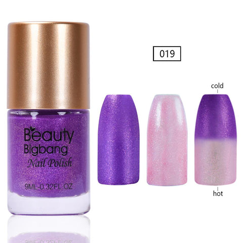 9ML Purple Glitter Temperature Color Changing Thermal Nail Polish For Manicure
